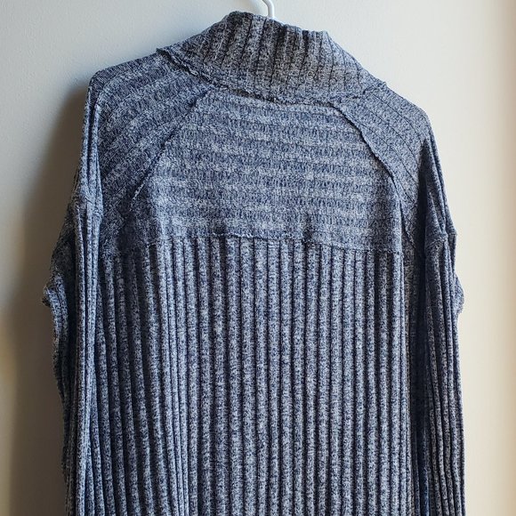 FREE PEOPLE Blue Ribbed Ruffled Sweater - Picture 13 of 16